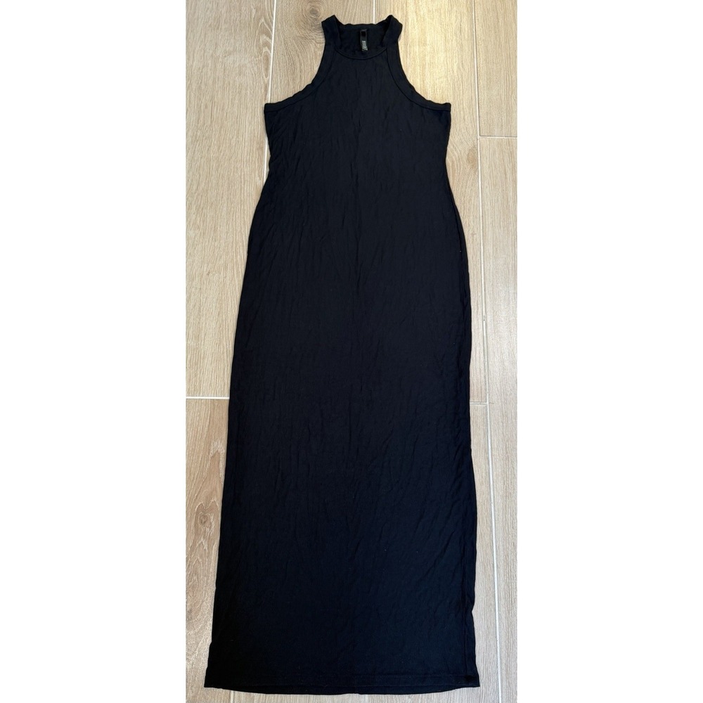 SKIMS Soft Lounge High Neck Tank Maxi Dress 2X Black Ribbed Stretch